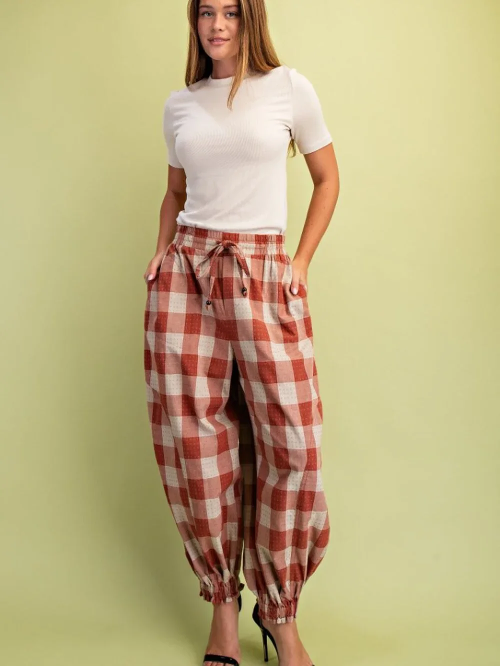 Check Print Balloon Style Pants